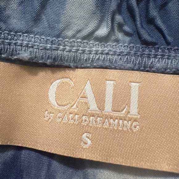 Cali Dreaming Slip Skirt Denim Shibori Tie Dye Blue Side Slit Revolve Size S - Picture 8 of 16